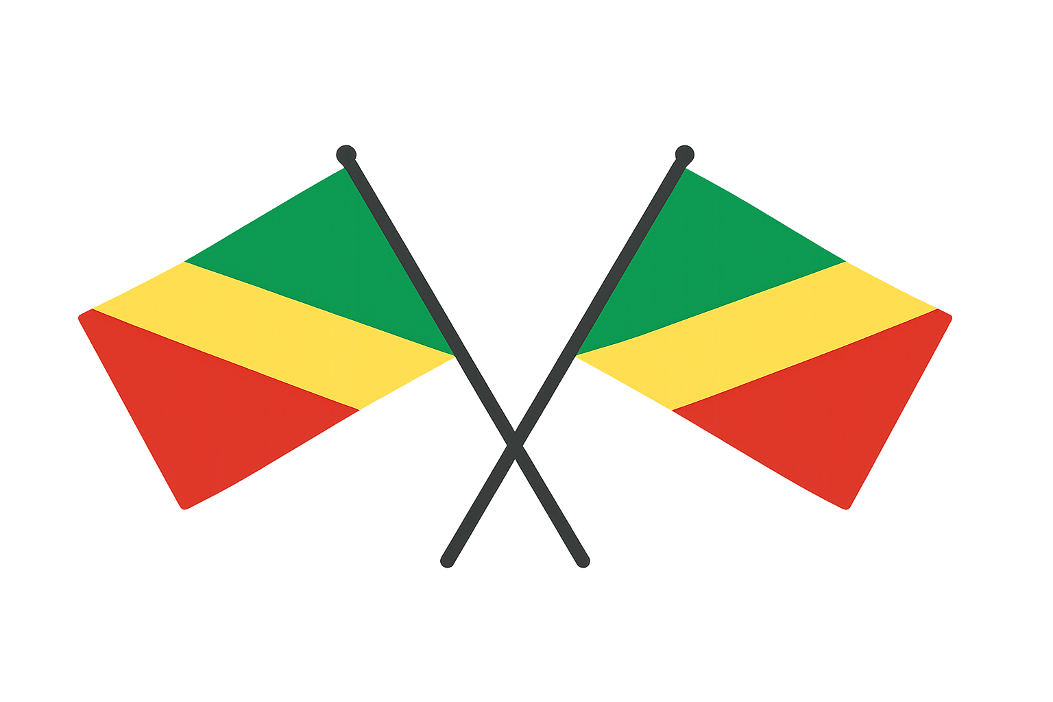 Two Crossed Congo Flags, Transparent Background.