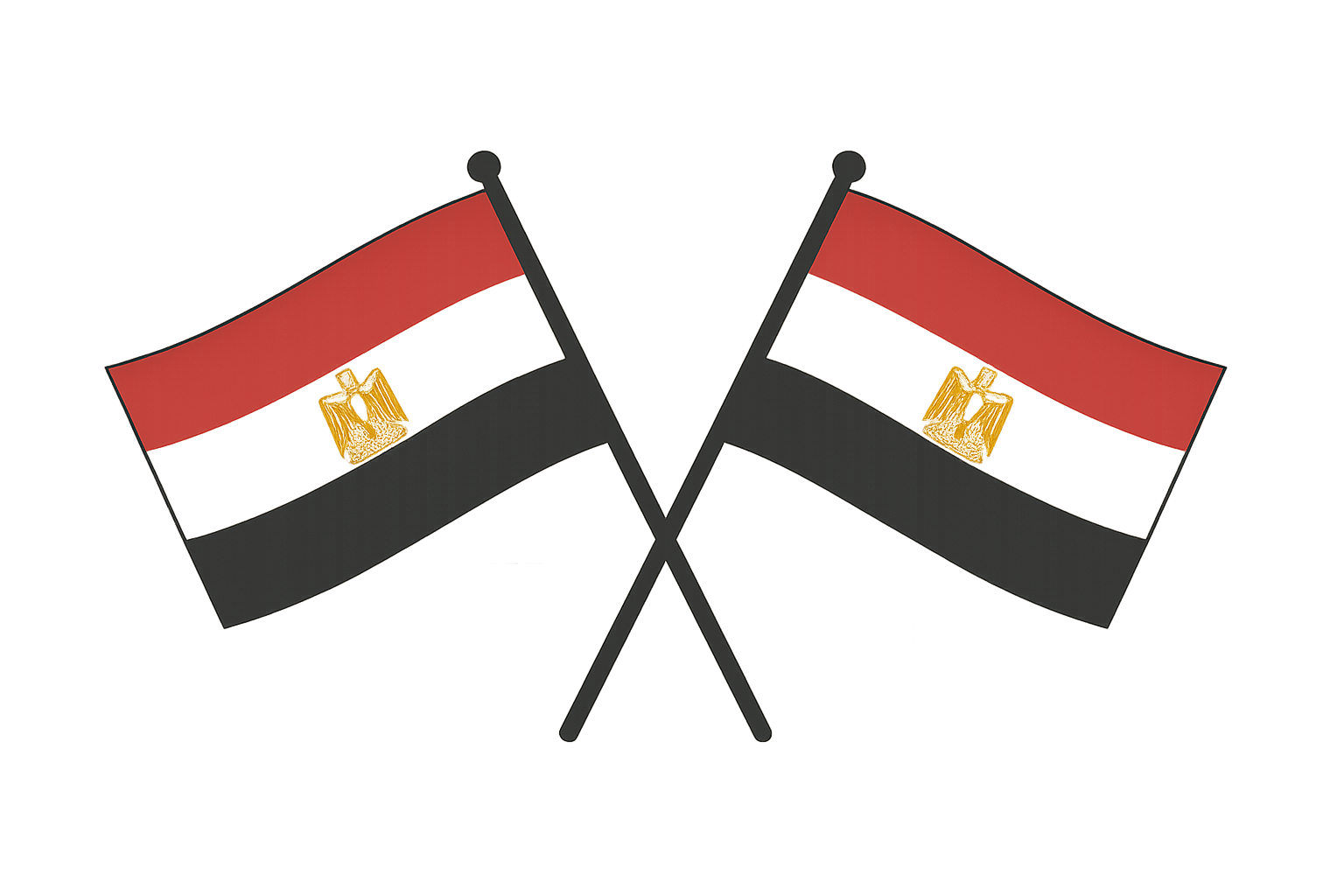 Two Crossed Egypt Flags Vector Transparent Background