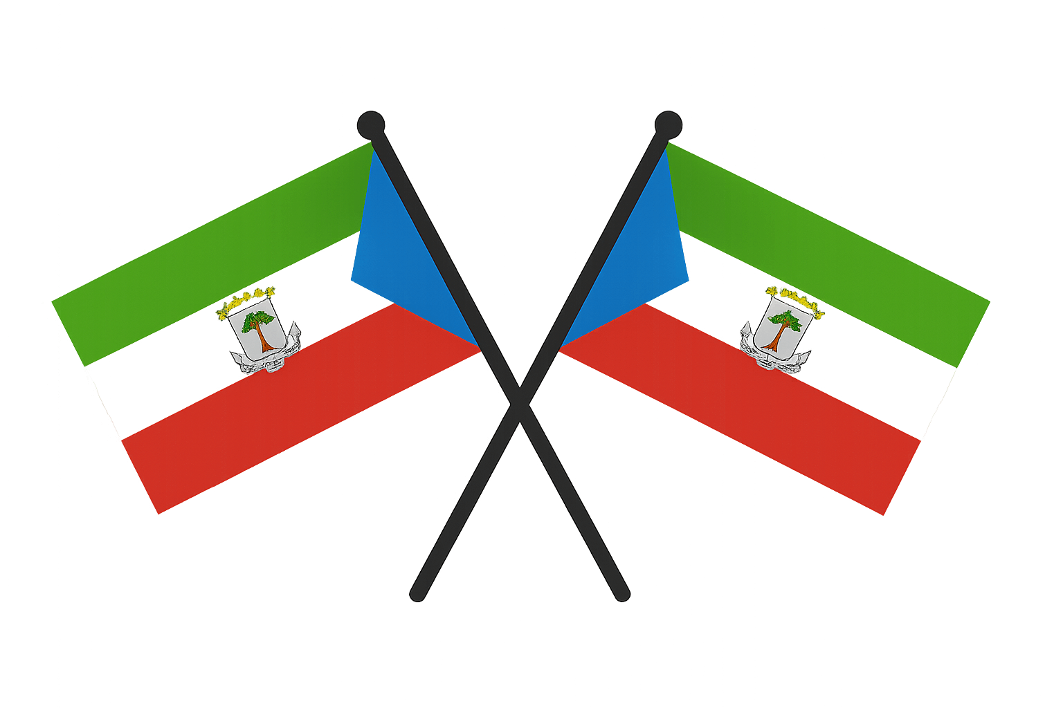 Two Crossed Equatorial Guinea Flags Vector Transparent Background