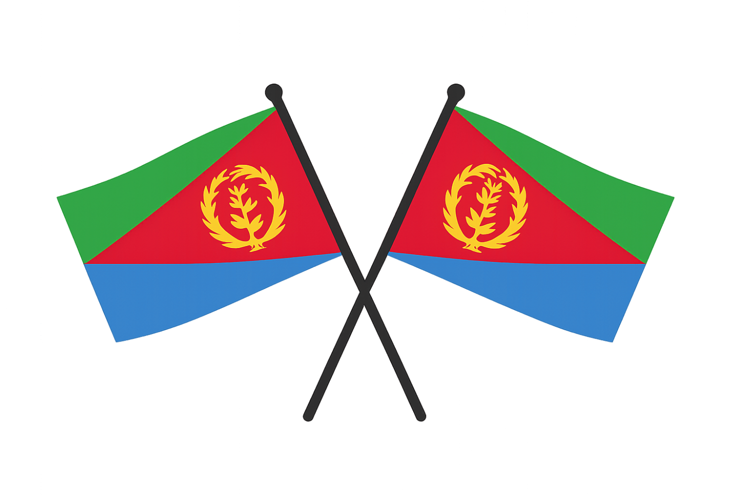 Two Crossed Eritrea Flags Vector Transparent Background