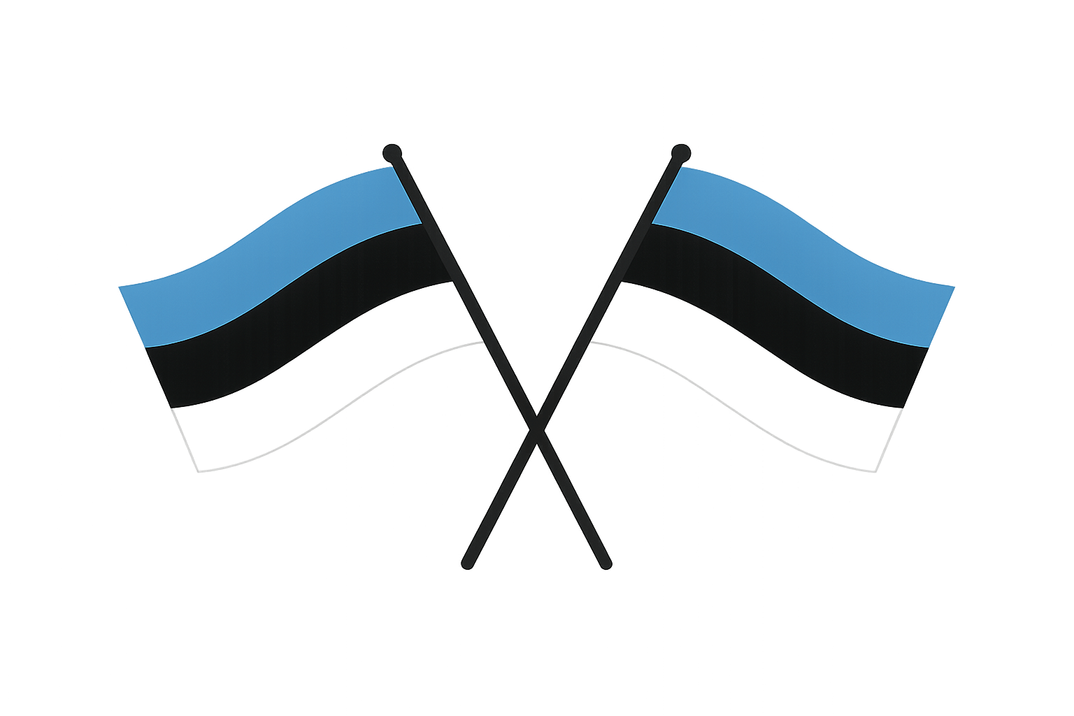 Two Crossed Estonia Flags Vector Transparent Background