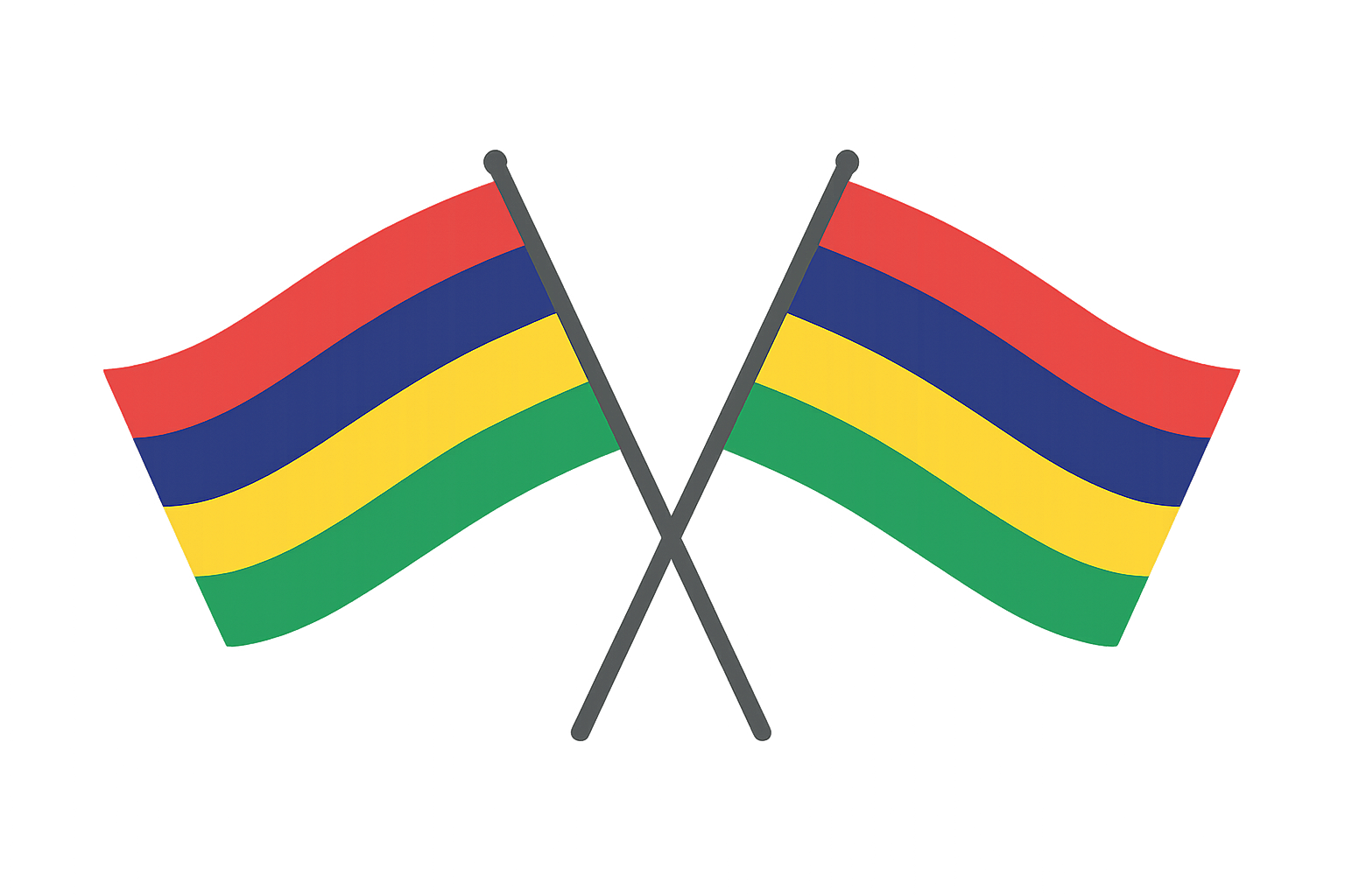 Two Crossed Flags of Mauritius, transparent background
