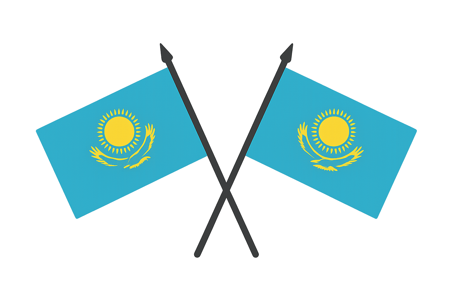Two Crossed Kazakhstan Flags Transparent Background Graphic