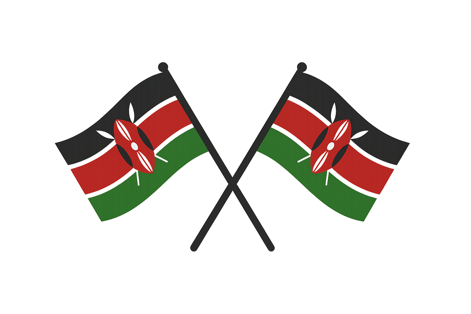 Two Crossed Kenya Flags Transparent Background Graphic