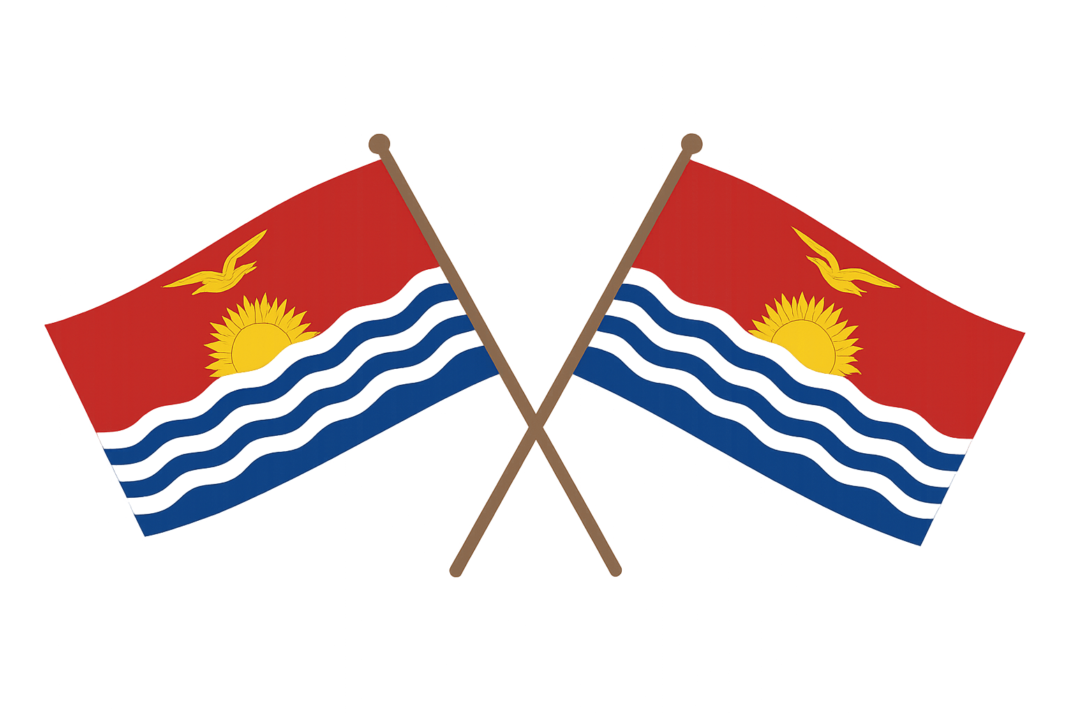 Two Crossed Kiribati Flags Transparent Background Graphic
