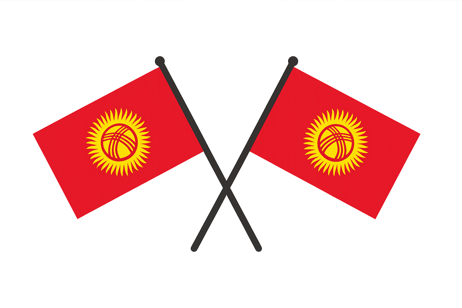 Two Crossed Kyrgyzstan Flags Transparent Background Graphic
