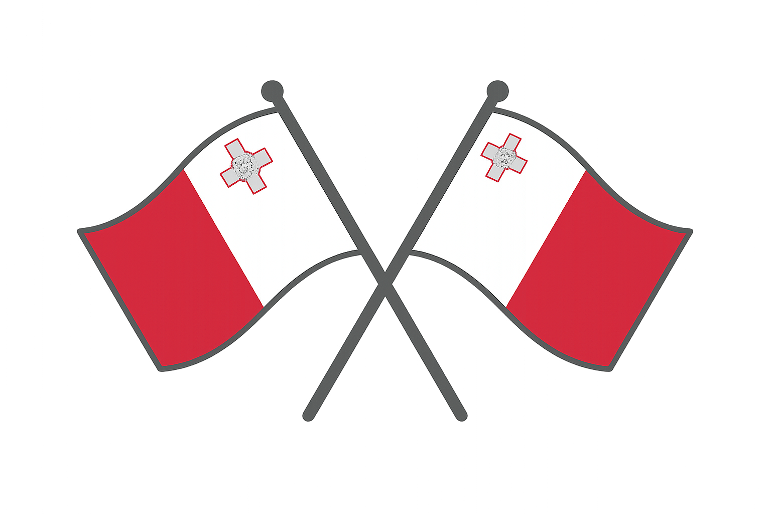 Two Crossed Malta Flags Icon, Transparent Background