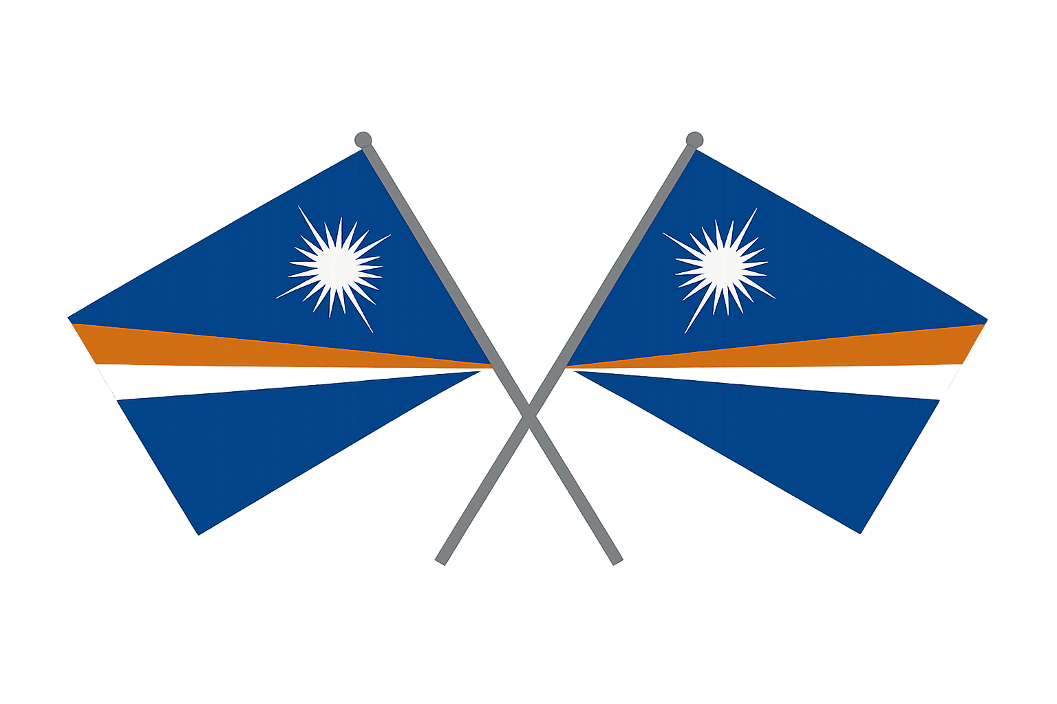 Two Crossed Marshall Islands Flags, Transparent Background