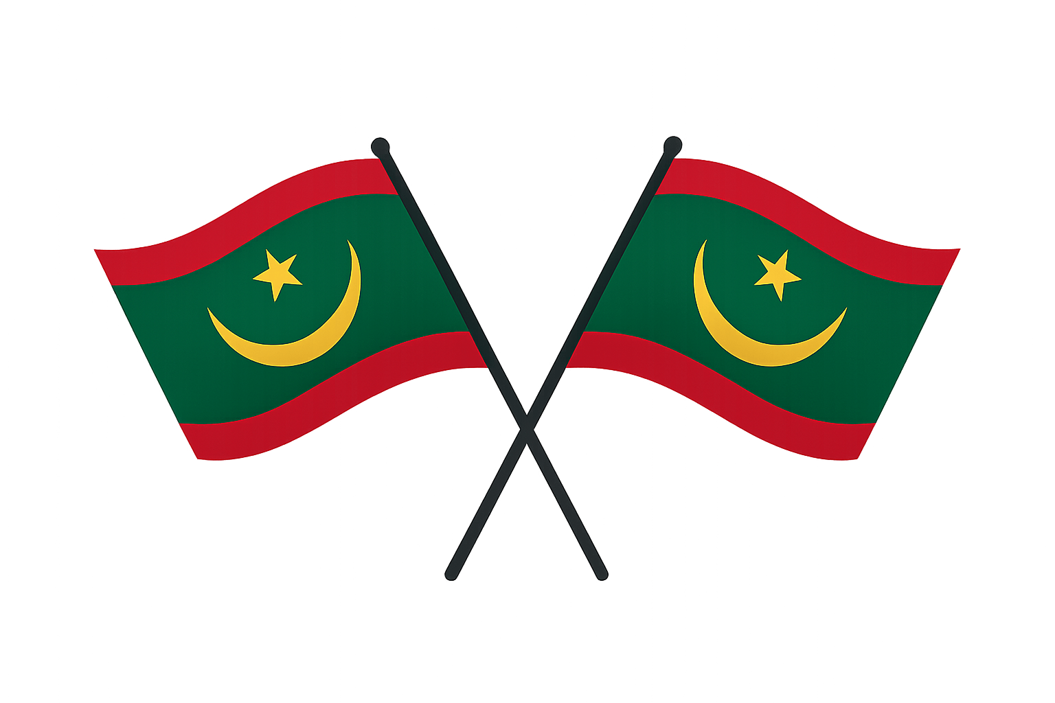 Two Crossed Mauritania Flags Icon, Transparent Background