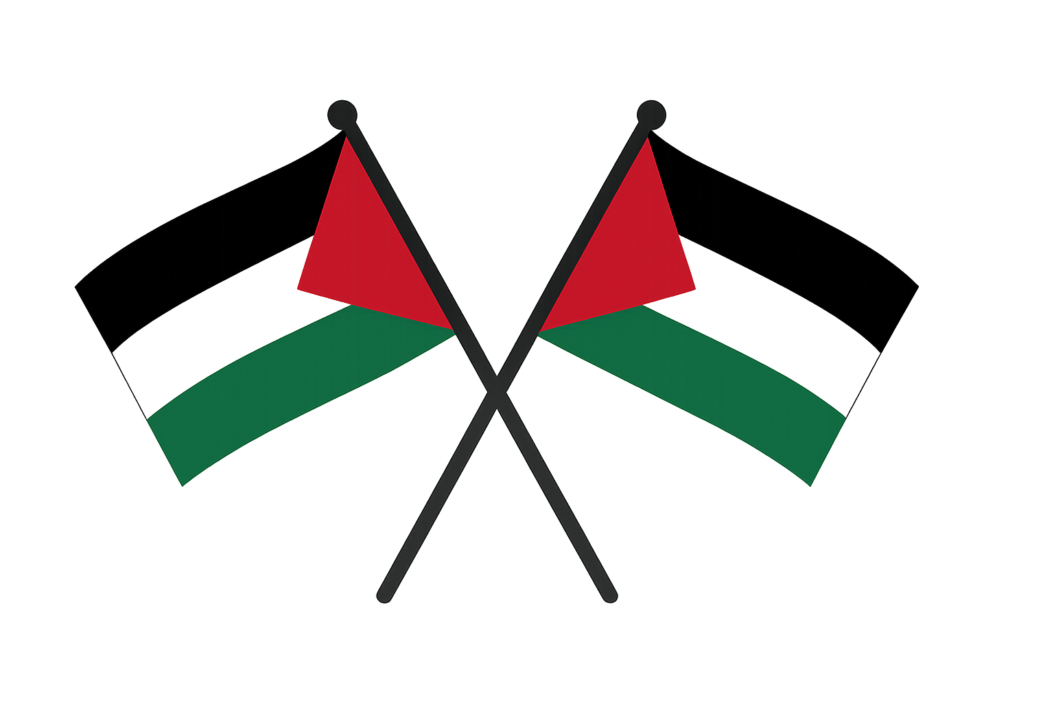 Two Palestine Flags Crossed, Unity Transparent Background