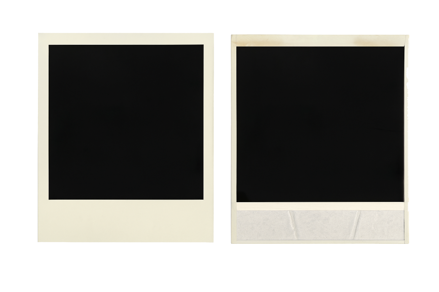 Two Polaroid Frames Side By Side: Blank Instant Photos in Vintage Diptych Display Art