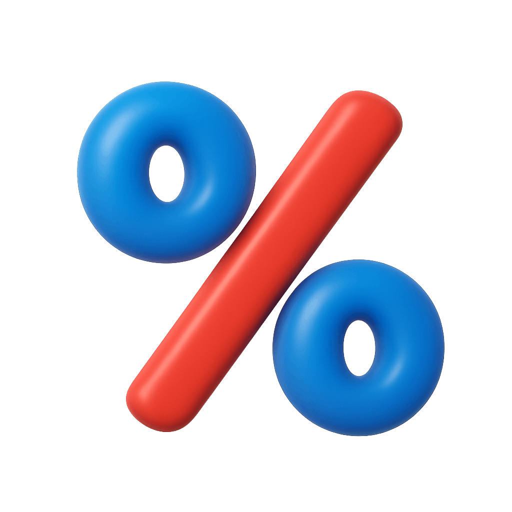 Vibrant 3D Percentage Sign Icon Blue Red