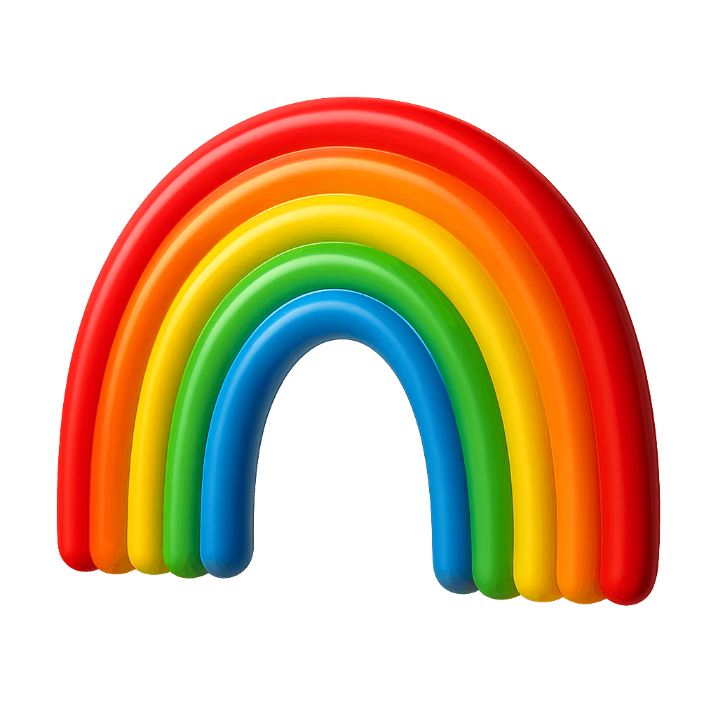 Vibrant 3D Rainbow Design on a Transparent Background