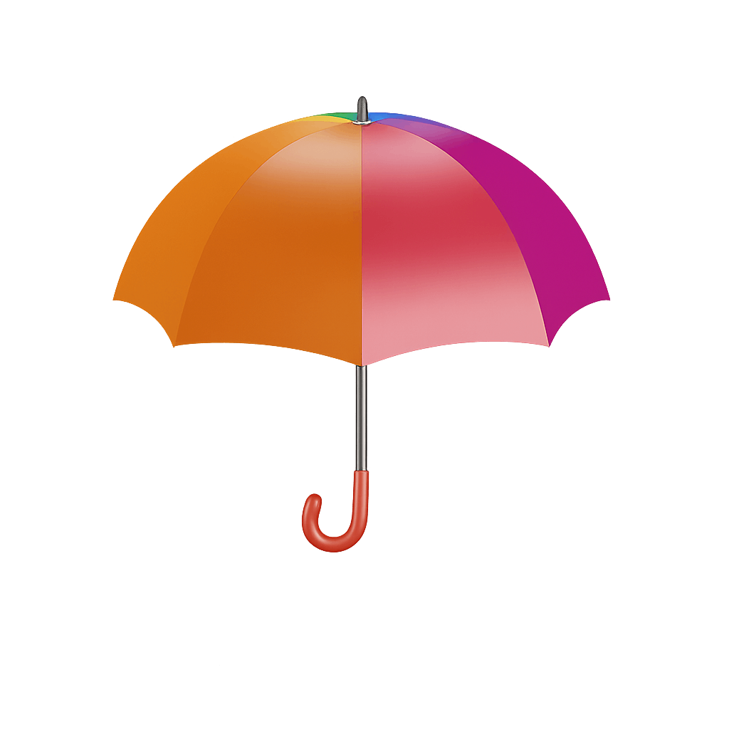 Vibrant 3D Rainbow Umbrella Icon Design