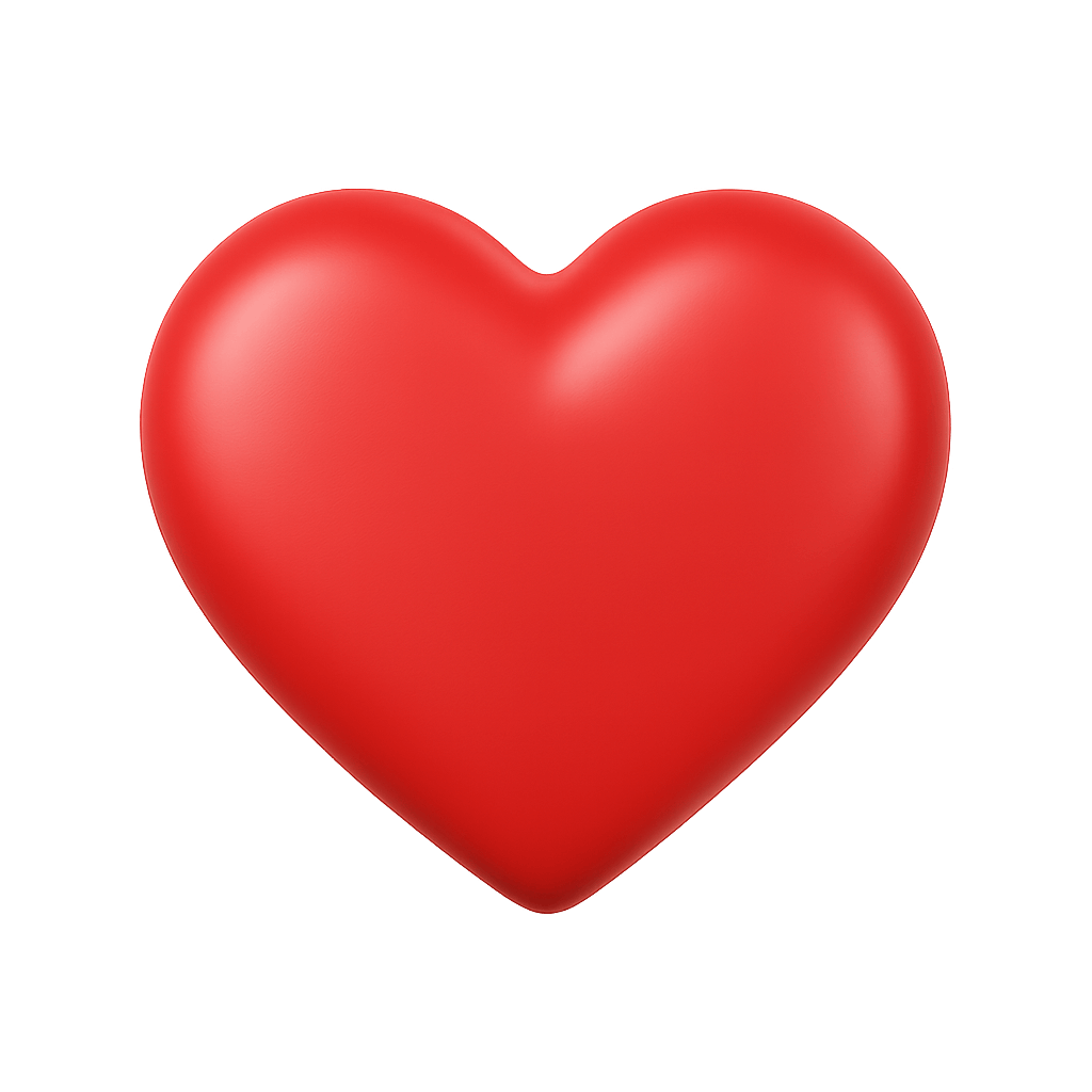 Vibrant 3D Red Heart Love Icon