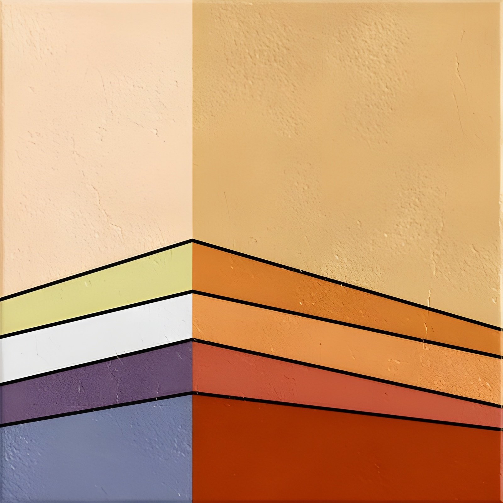 Vibrant Corner Wall With Striped Color Blocks And Layered Geometric Design