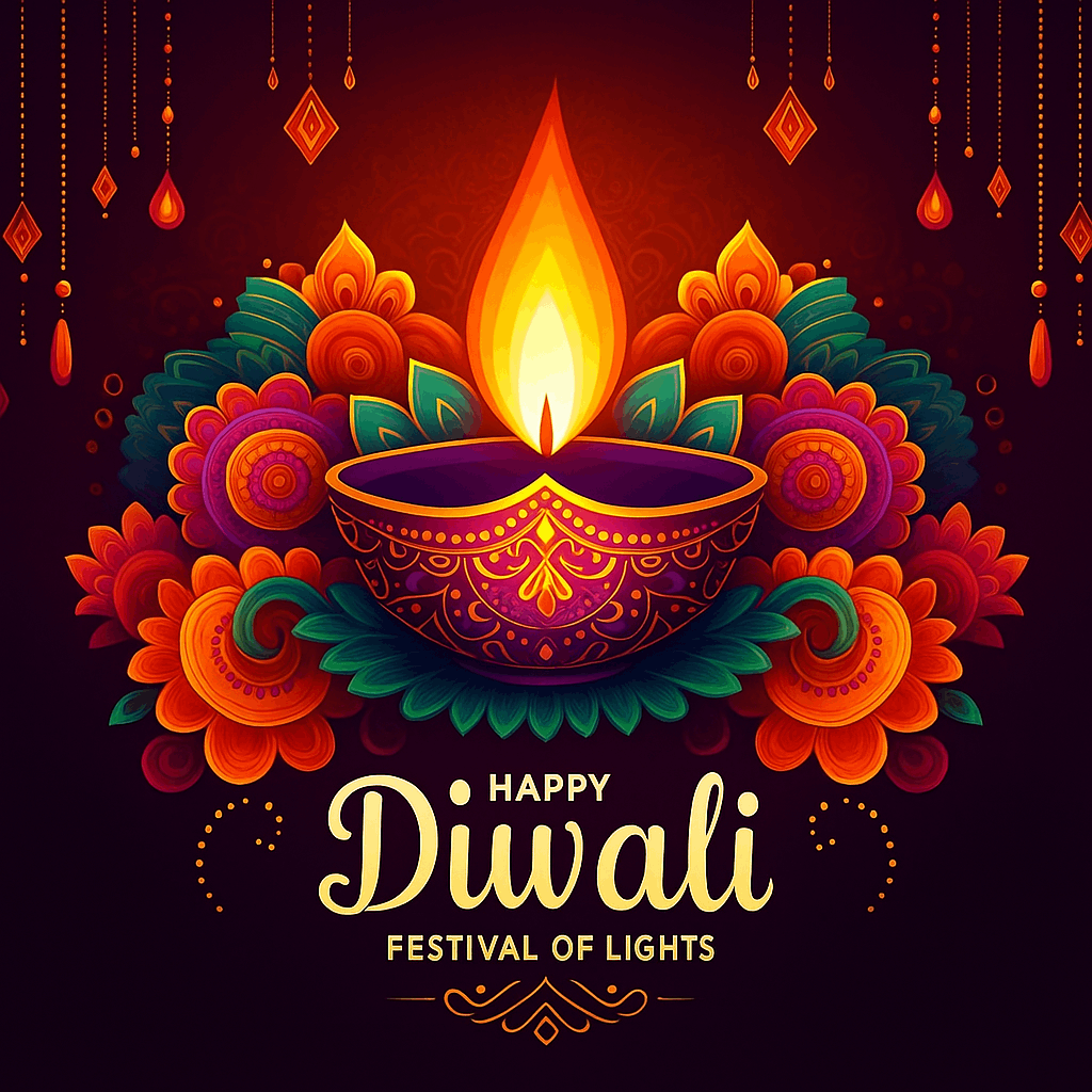 Vibrant Diwali Lamp Illustration Celebrating the Festival of Lights and Joy