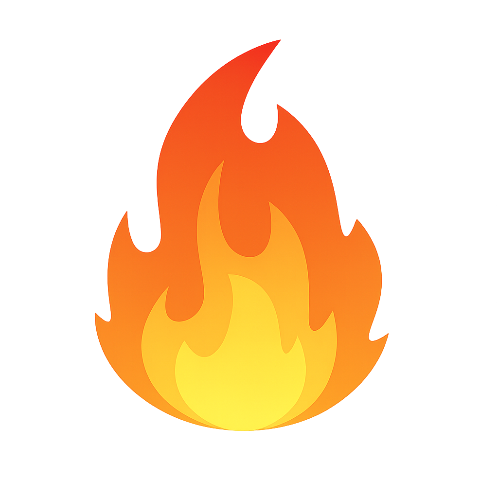 Vibrant Flame Icon On Transparent Background  Abstract Fire Symbol For Heat, Energy, And Danger