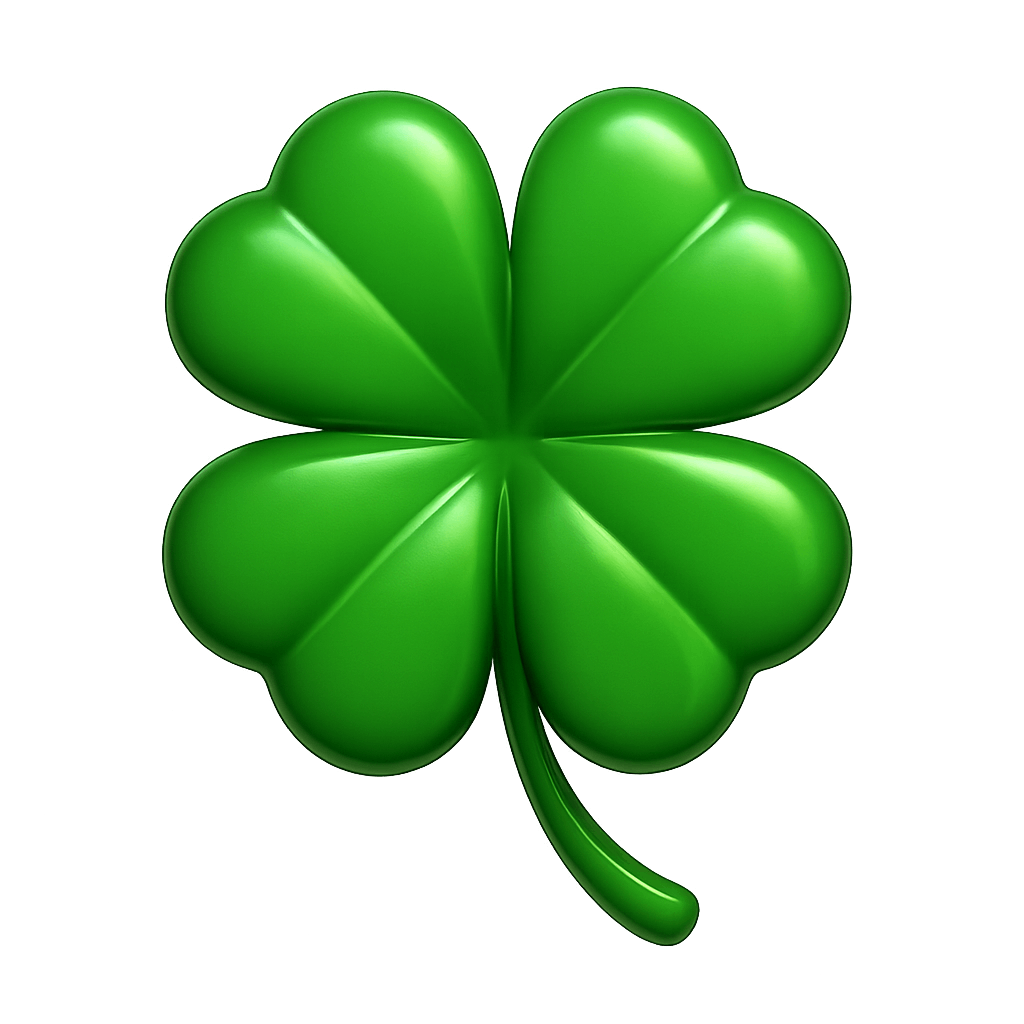 Vibrant Four-Leaf Clover on a Transparent Background Symbolizing Luck and Fortune