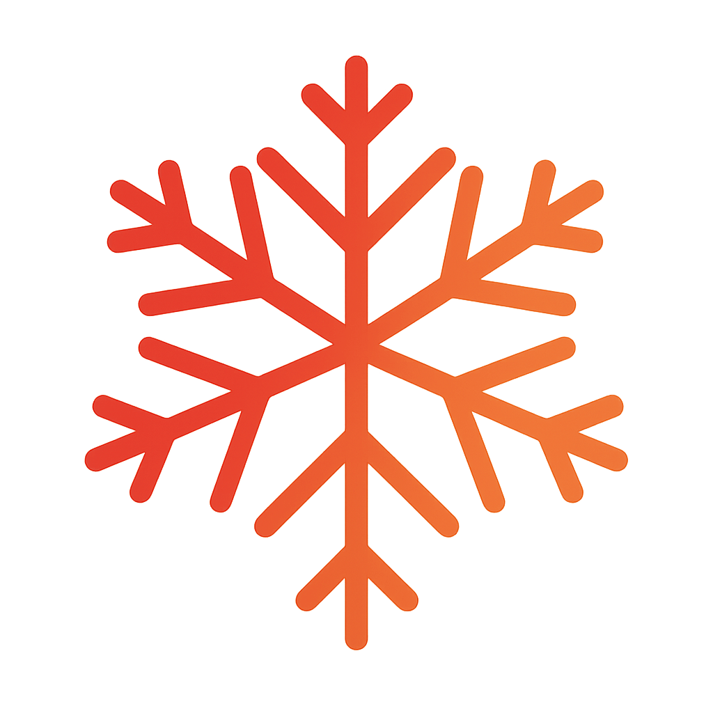 Vibrant Orange Gradient Winter Snowflake Icon