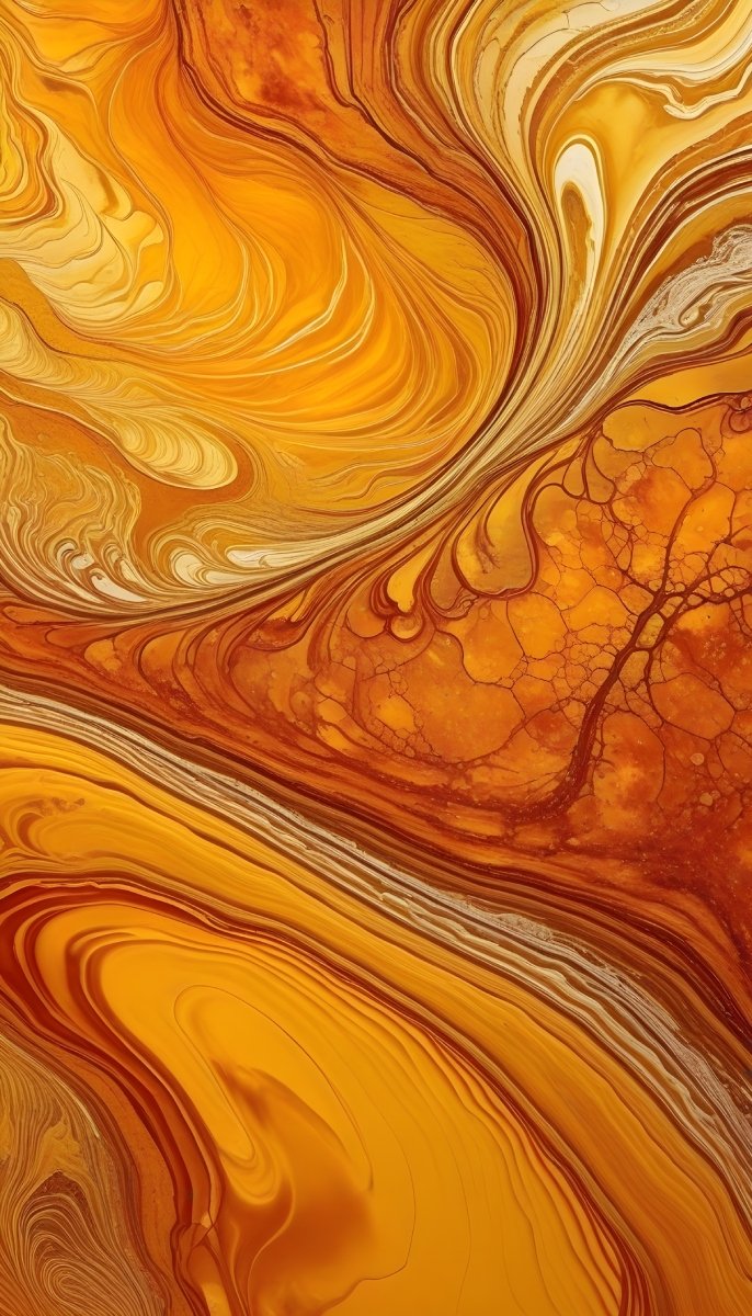 Vibrant Orange Yellow Vertical Fluid Art