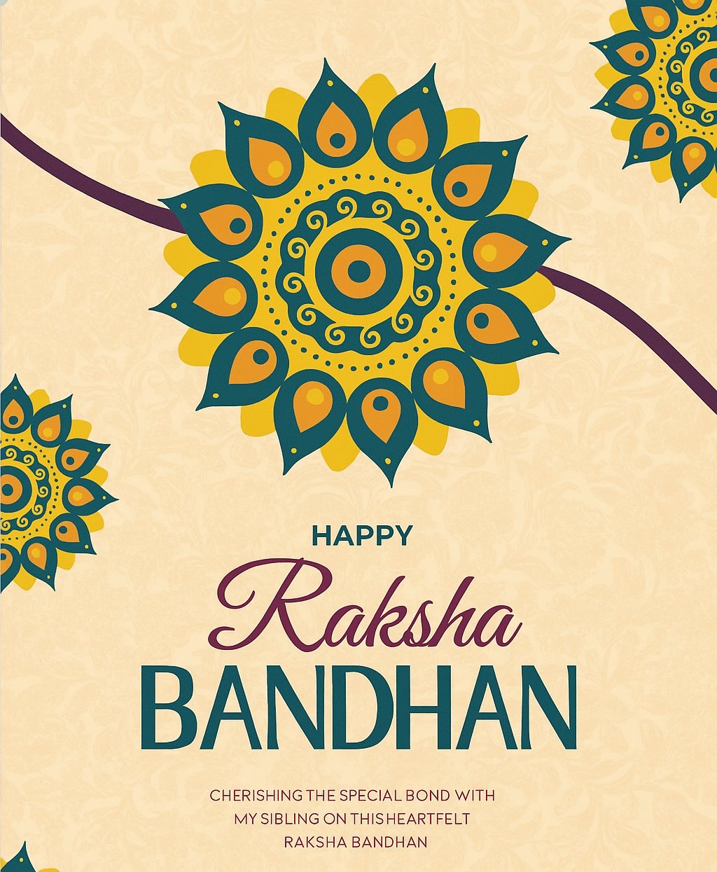 Vibrant Raksha Bandhan Greeting Card with Traditional Design Elements