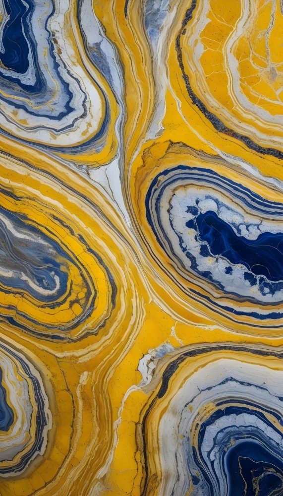 Vibrant Yellow Blue Abstract Marble Agate Texture