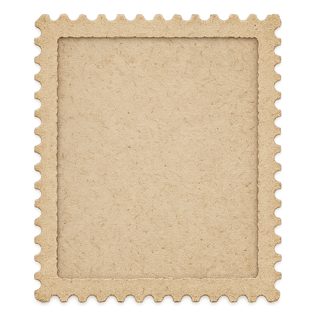 Vintage Beige Stamp Frame With Textured Paper Center For Creative Design, Collectibles, And Crafts Projects