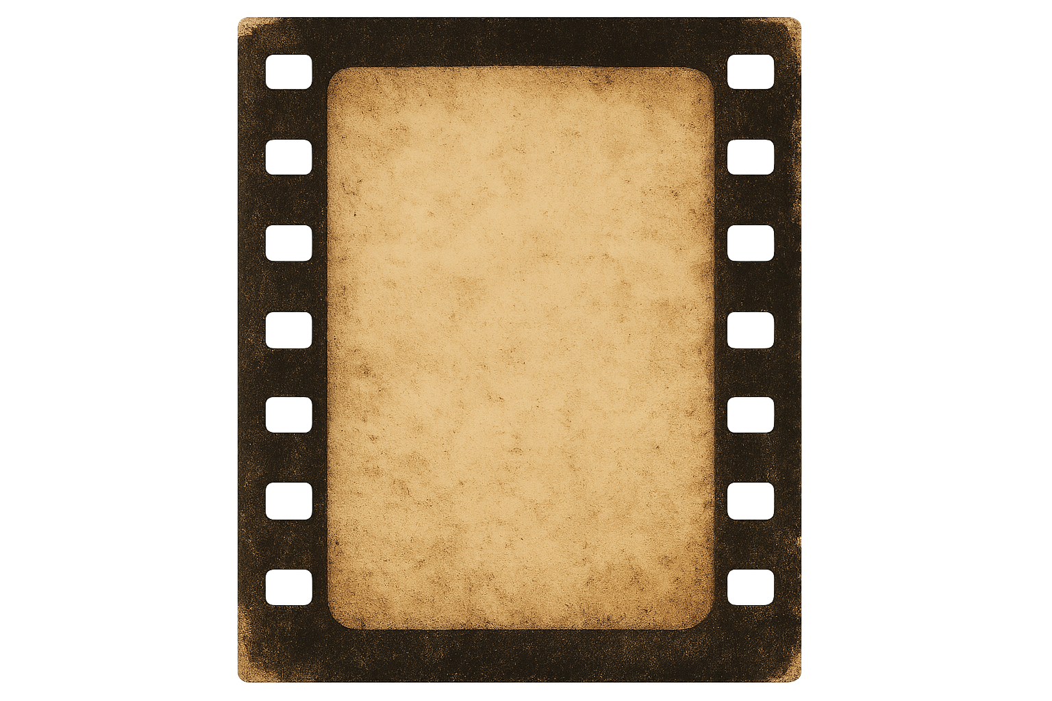 Vintage Film Strip Frame With Sepia Tone And Grunge Texture For Nostalgic Cinema Aesthetic