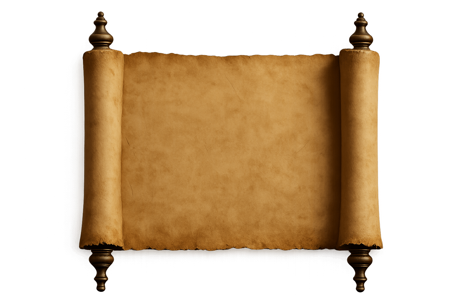 Vintage Parchment Scroll Wooden Rollers Transparent Background