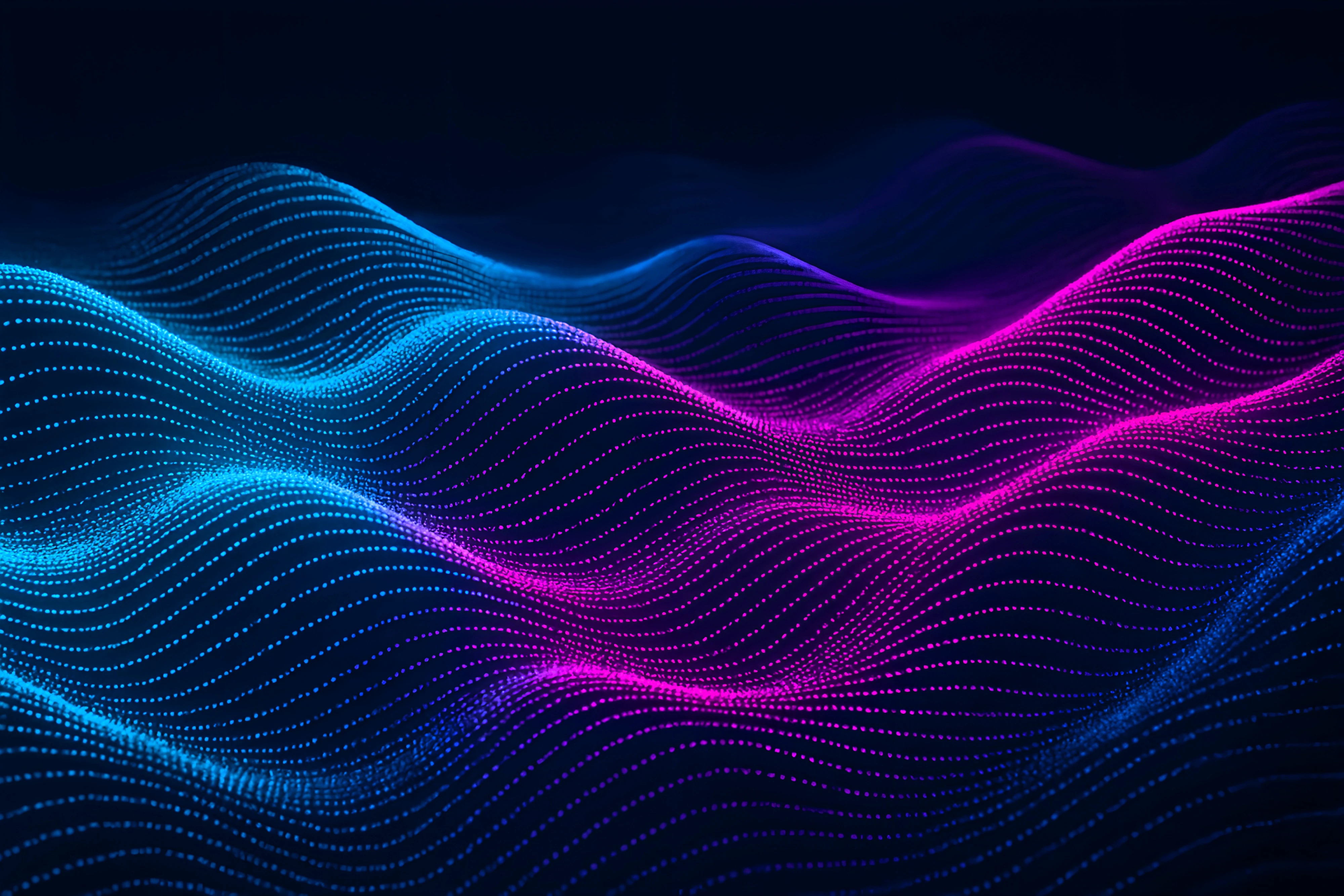 Vivid Neon Waves of Blue and Pink in a Digital Abstract Style