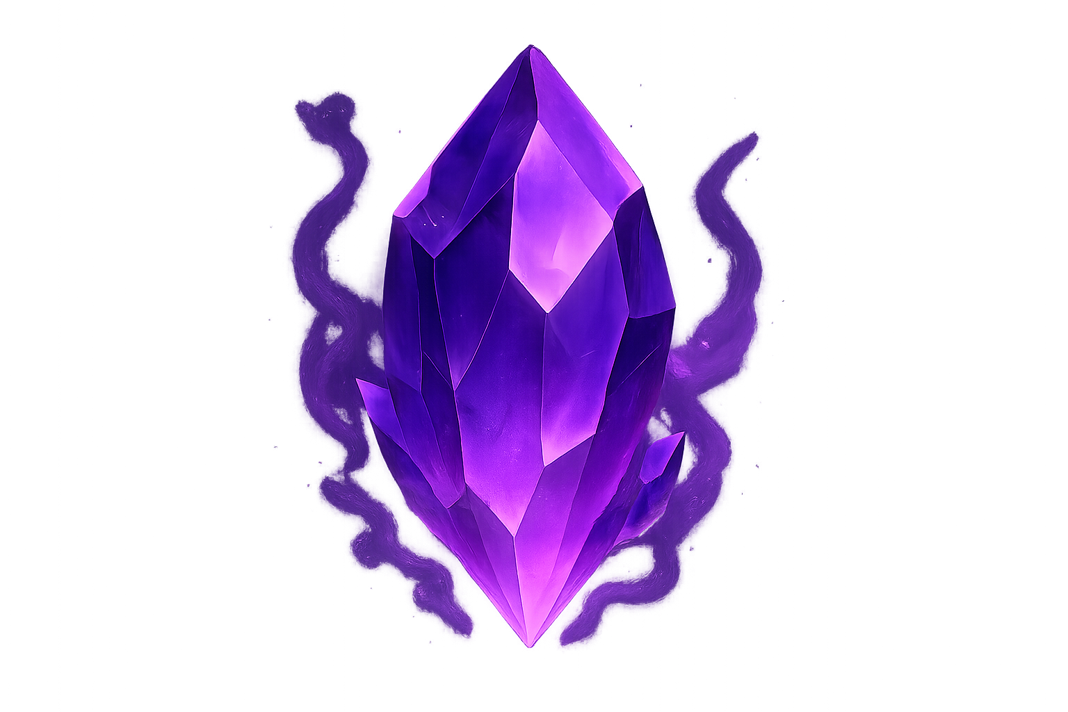 Vivid Purple Crystal Gem With Glowing Aura Against Transparent Background for Fantasy and Sci-Fi Visuals
