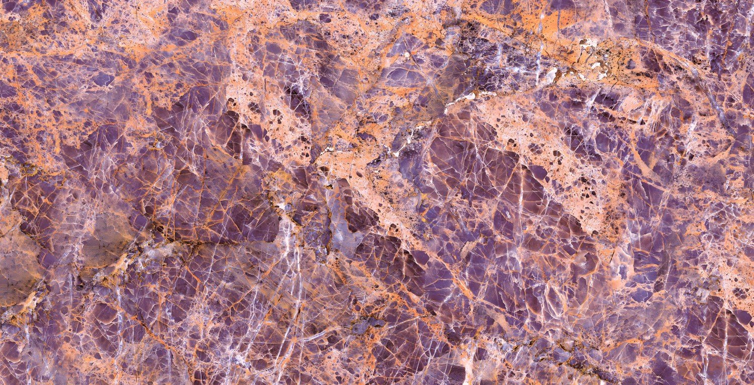 Vivid Purple Stone with Orange and White Veins