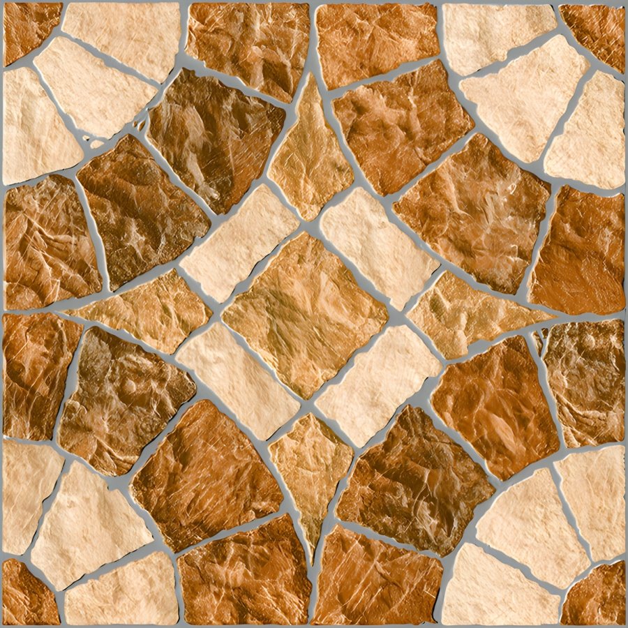 Warm Earth-Toned Cracked Stone Mosaic Tile