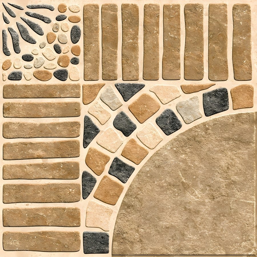 Warm Tone Mixed Stone Outdoor Parking Tile