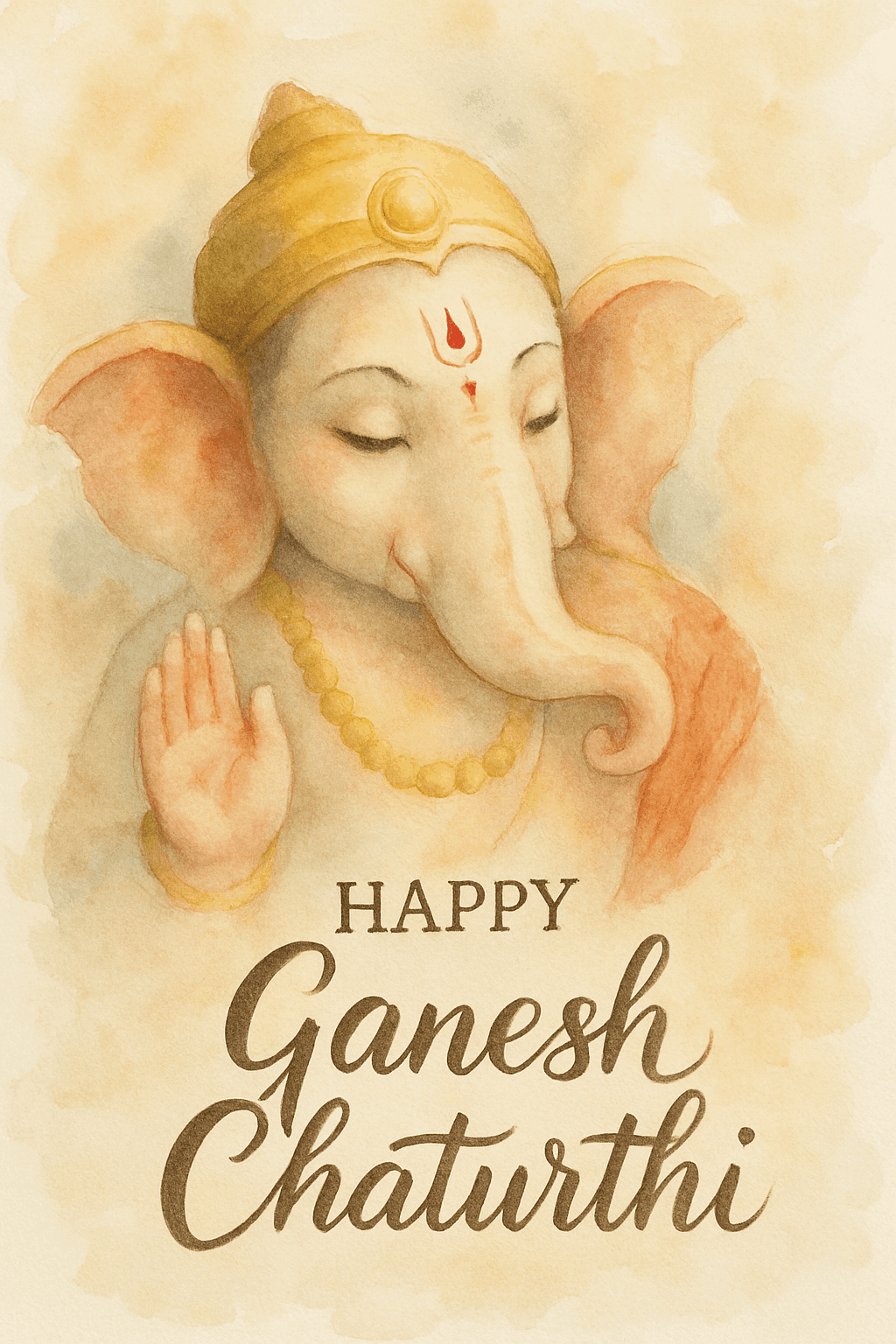 Watercolor Illustration of Lord Ganesha Celebrated During Ganesh Chaturthi Festival