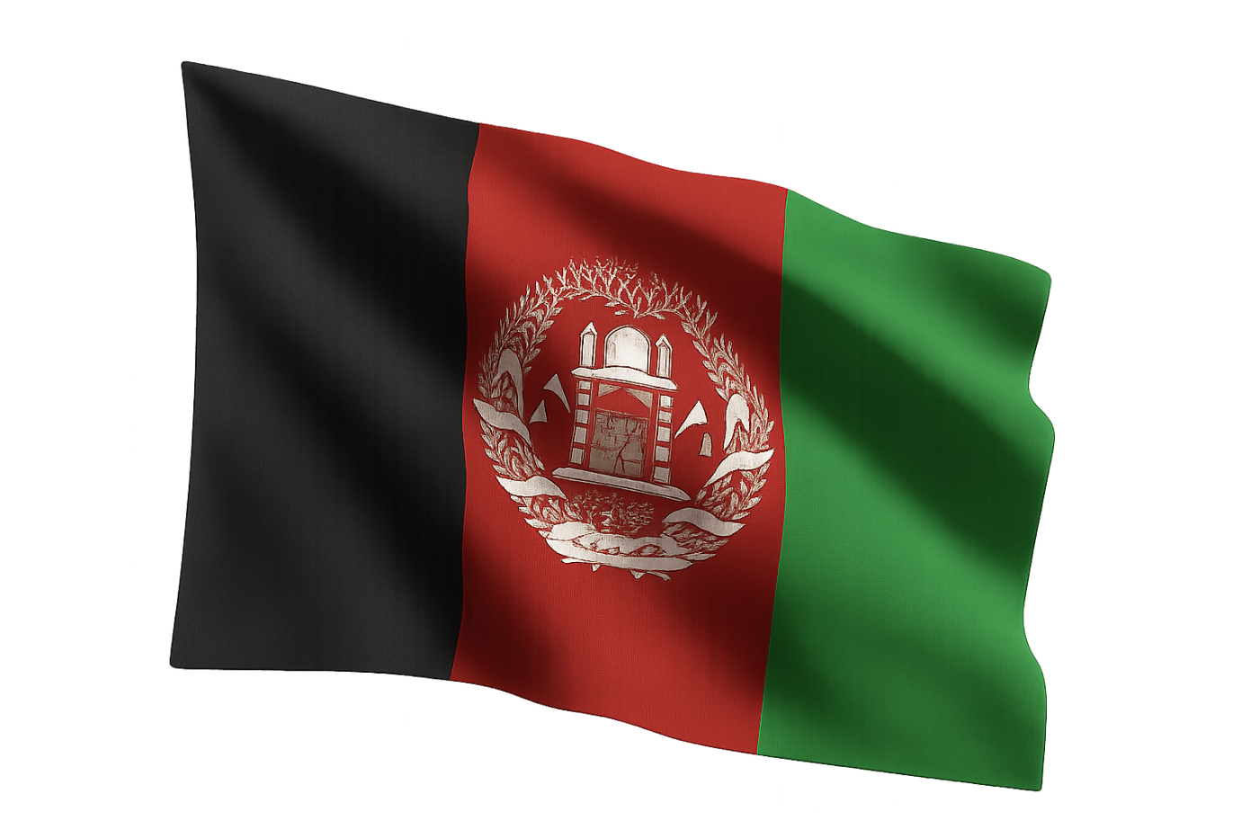 waving Afghanistan flag on a transparent background