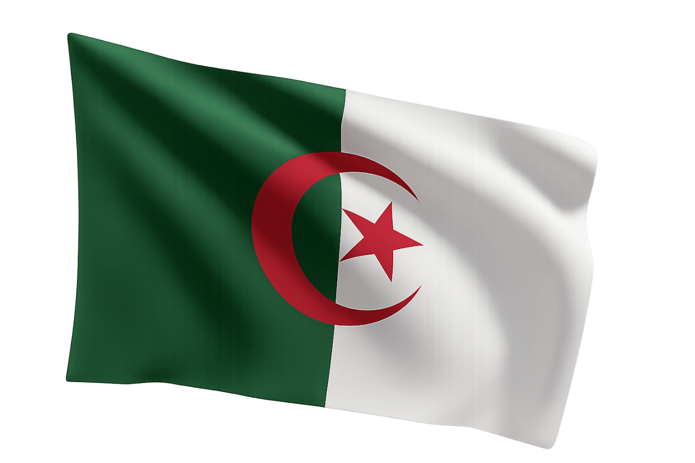 Waving Algeria Flag Transparent Background
