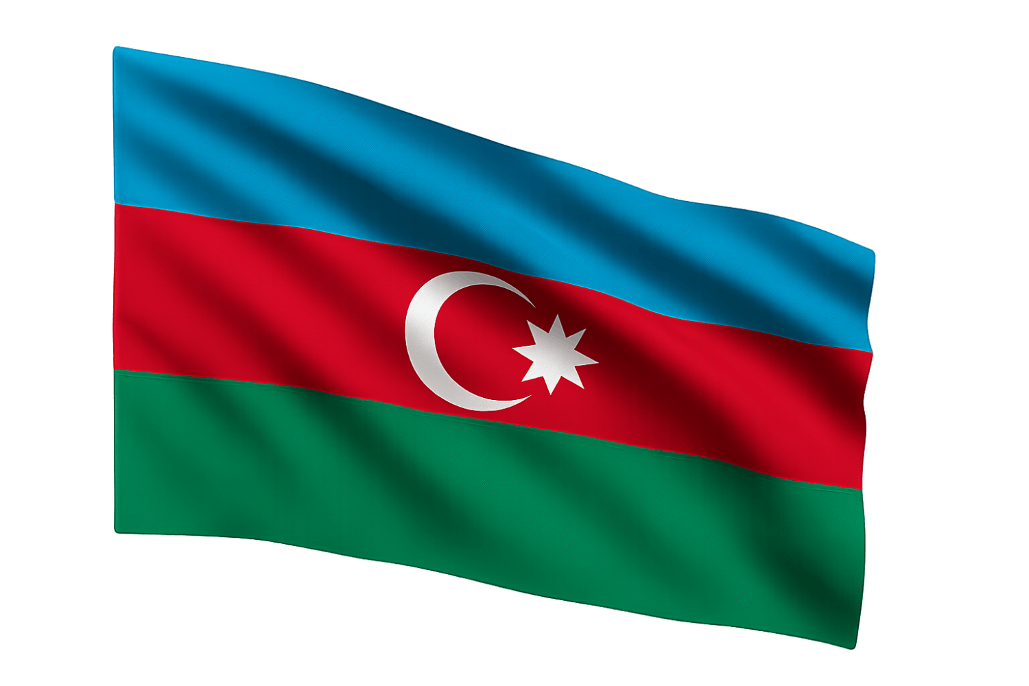 Waving Azerbaijan Flag with Crescent and Star