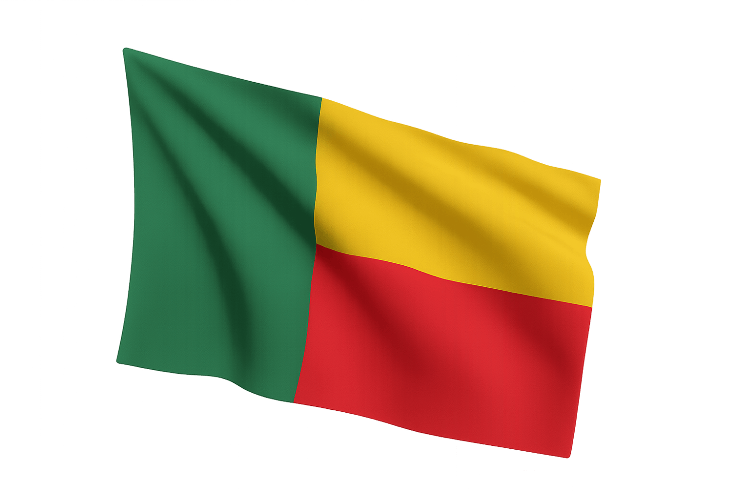 Waving Benin Flag in Wind transparent background