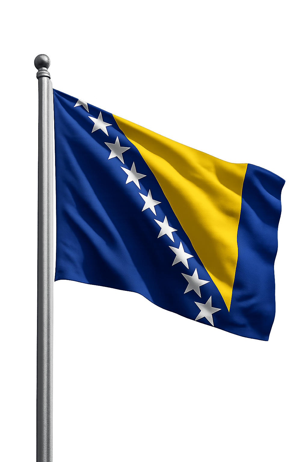 Waving Bosnia Flag Pole Transparent Background