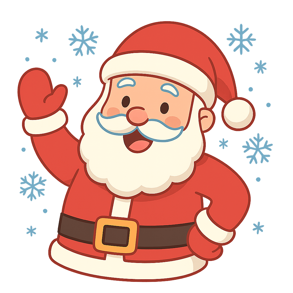 Waving Cartoon Santa Claus with Transparent Background