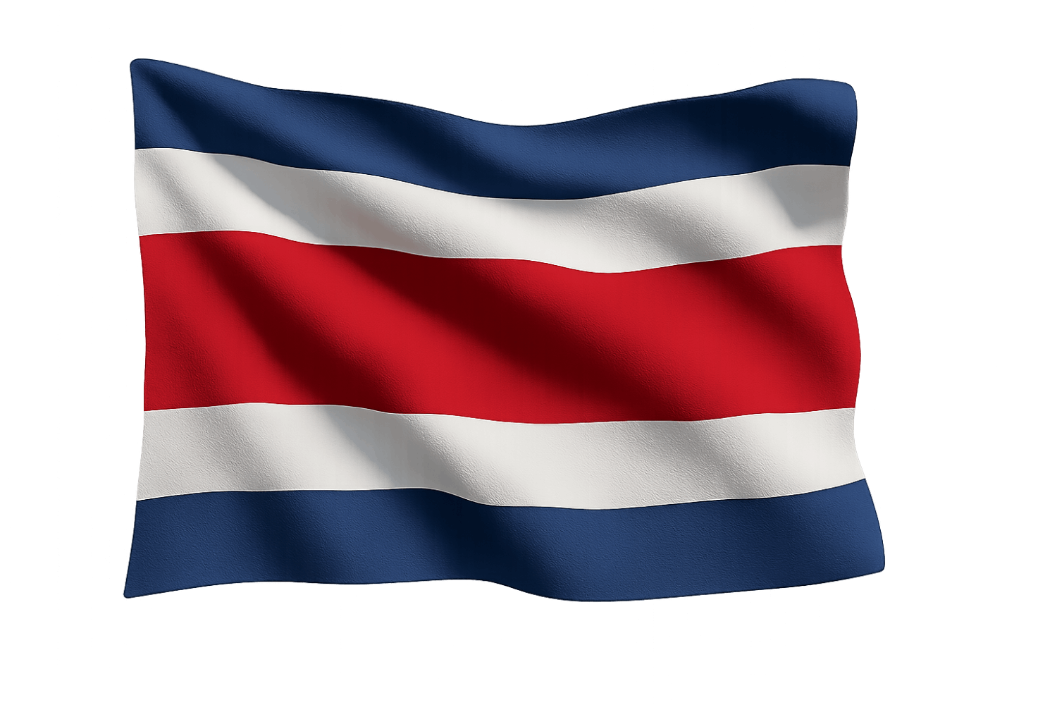 Waving Costa Rica Flag, Transparent Background.