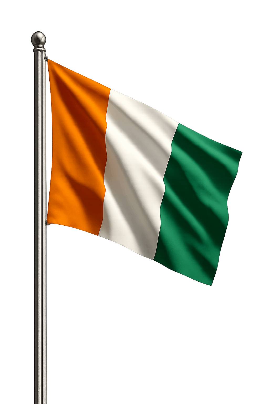 Waving Côte d'Ivoire National Flag transparent background