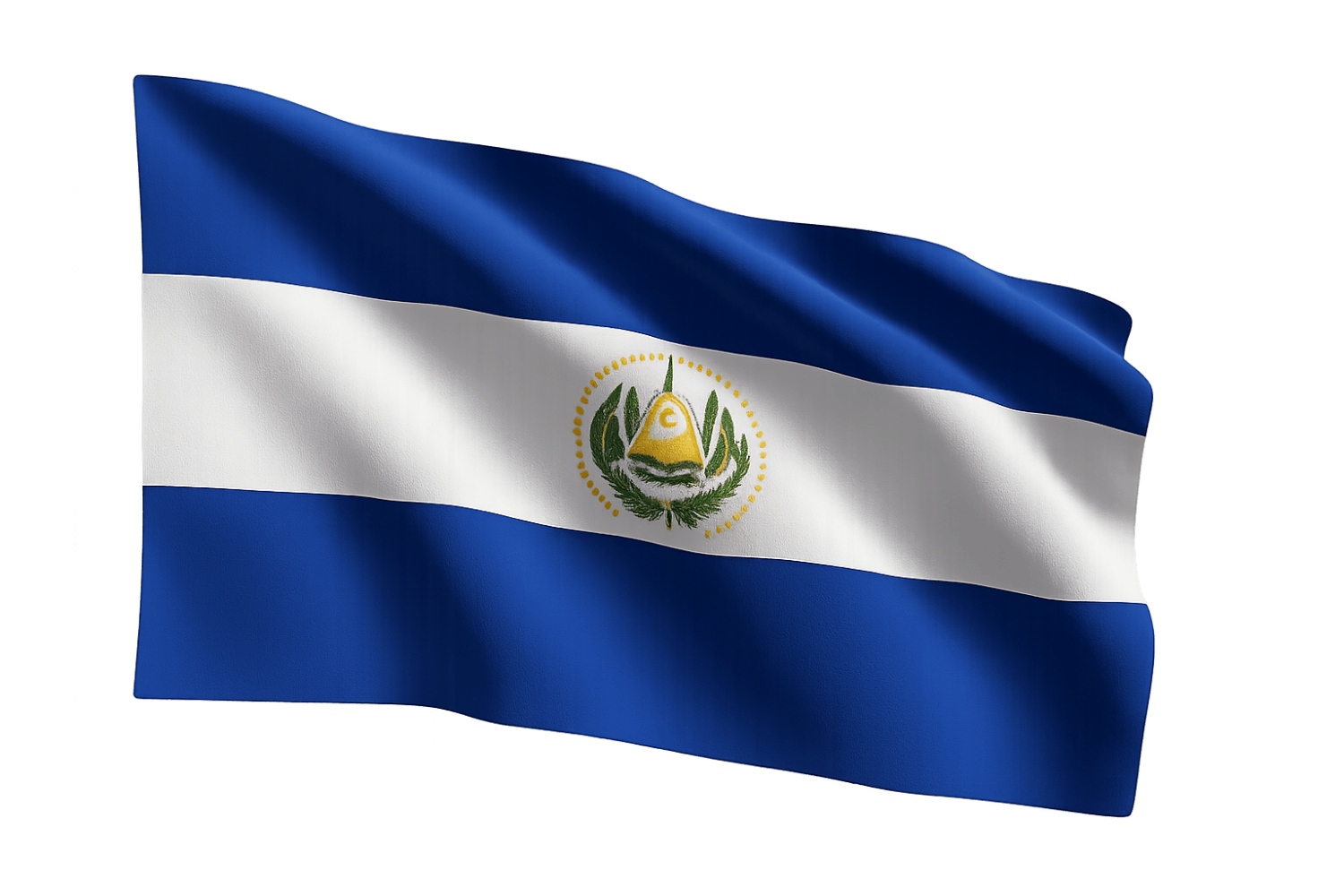 Waving El Salvador Civil Flag Transparent Background