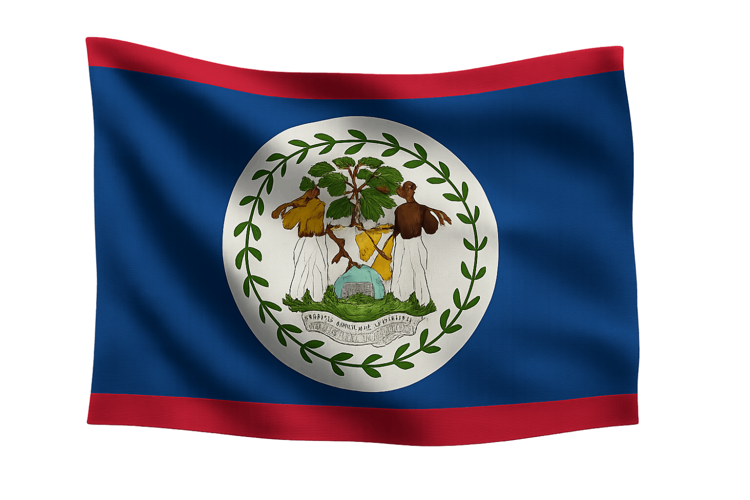 Waving Fabric Belize Flag Transparent Background