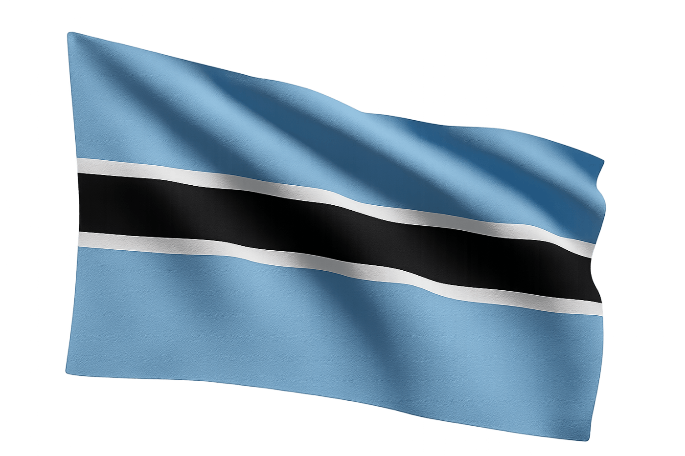 Waving Fabric Botswana Flag Transparent Background