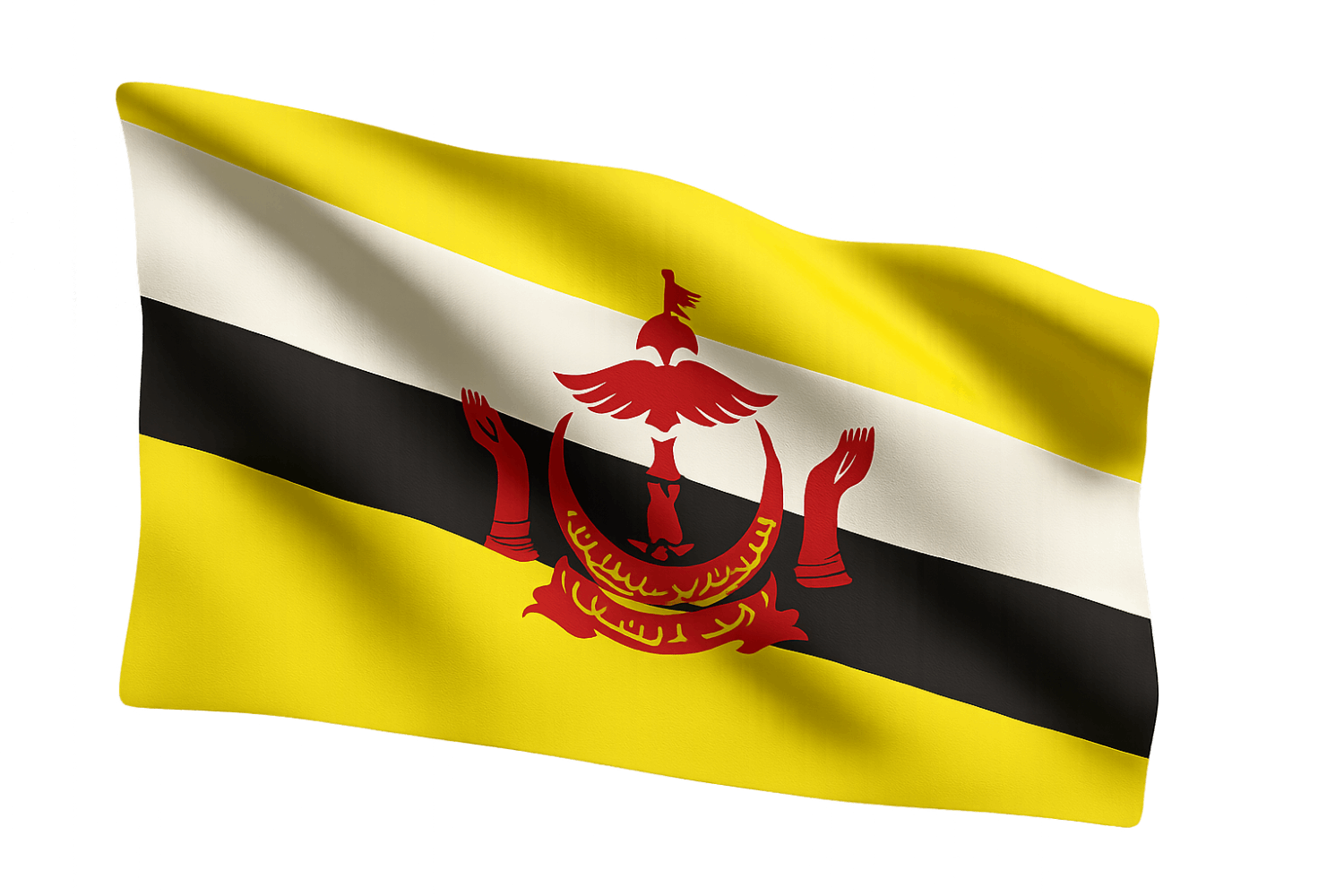 Waving Fabric Brunei Flag Transparent Background