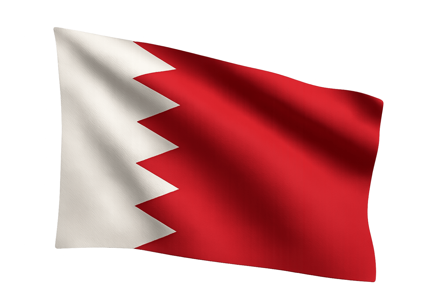 Waving Fabric Flag of Bahrain, Transparent Background
