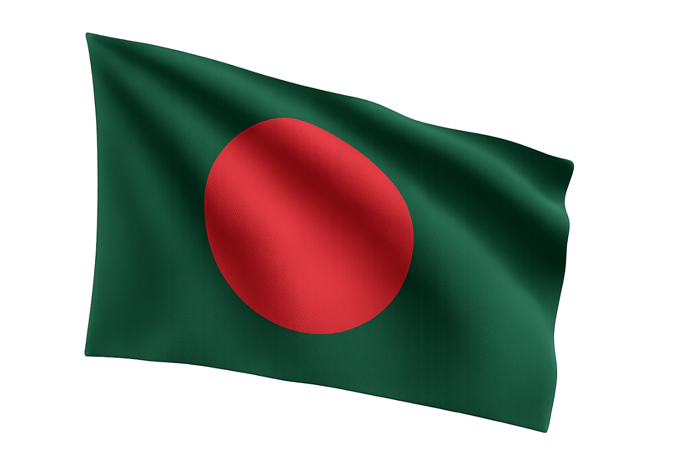 Waving Fabric Flag of Bangladesh, Transparent Background